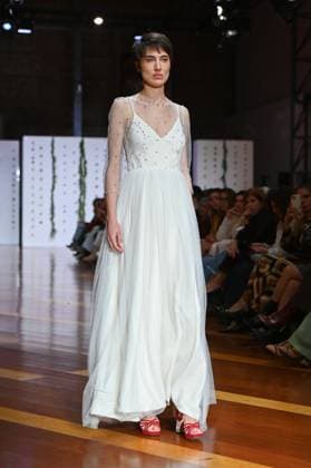 October 28, 2025, Madrid, Spain: A model showcases creations by Laura Lomas during the Atelier Couture bridal catwalk within Madrid Fashion Week, at Fabrica de Tapices in Madrid. Madrid Spain - ZUMAs197 20251028_aaa_s197_181 Copyright: xAtilanoxGarciax