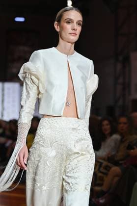 October 28, 2025, Madrid, Spain: A model showcases creations by Senorito Ortega during the Atelier Couture bridal catwalk within Madrid Fashion Week, at Fabrica de Tapices in Madrid. Madrid Spain - ZUMAs197 20251028_aaa_s197_228 Copyright: xAtilanoxGarciax