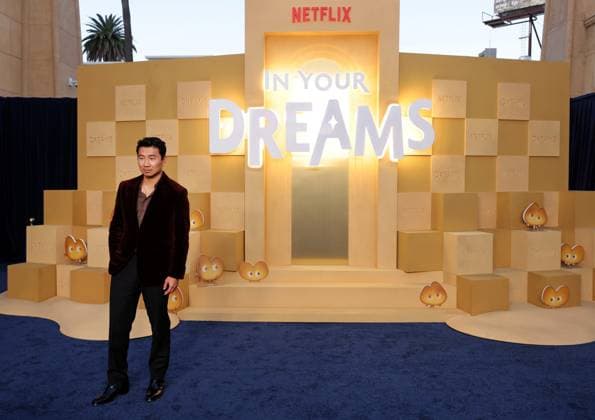 Simu Liu attends the Netflix In Your Dreams World Premiere at the Egyptian Theater in the Hollywood section of Los Angeles on Tuesday, October 28, 2025. Storyline: Stevie and her little brother Elliot journey into the wildly absurd landscape of their own dreams to ask the Sandman to grant them the perfect family.  LAP20251028019 GREGxGRUDT
