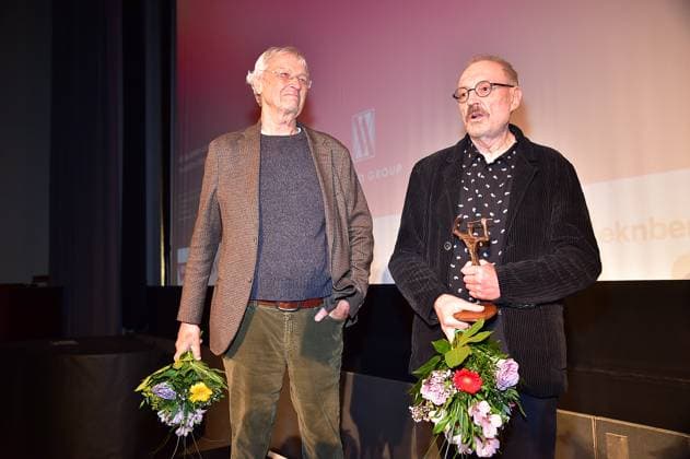 68. Preisverleihung Ernst-Lubitsch-Preis Gerhard Polt, Preistraeger 1984 mit Josef Hader (ELP-Gewinner 2025) Ankunft, roter Teppich zur 68. Preisverleihung Ernst-Lubitsch-Preis im kino Babylon Berlin am 29.10.2025