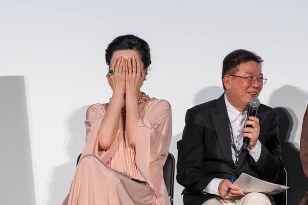 (L-R) Fan Bingbing (actress), Samuel Zhou (interpreter), October 30, 2025 - Mother Bhumi screening and Q&A session at the Tokyo International Film Festival in Tokyo, Japan.  aflo_308718877
