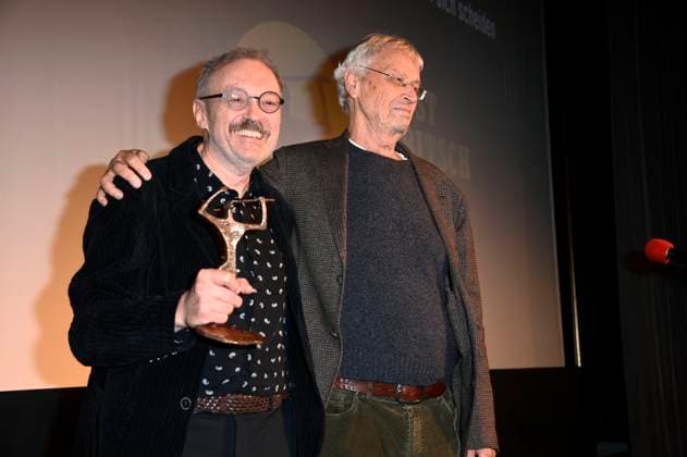 Josef Hader und Gerhard Polt bei der 67. Verleihung vom Ernst-Lubitsch-Preis 2025 im Kino Babylon. Berlin, 29.10.2025