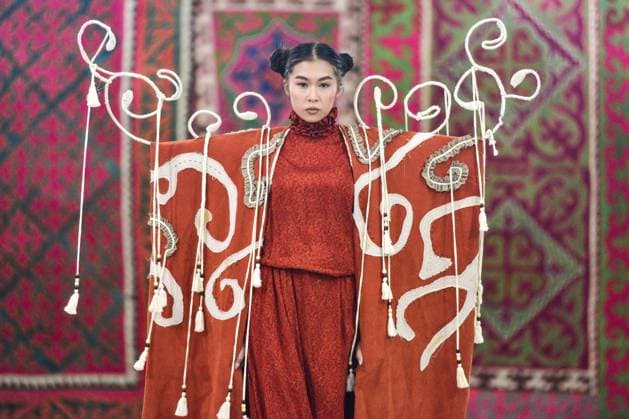KYRGYZSTAN, BISHKEK - OCTOBER 30, 2025: A model showcases creations during a runway show at the Nomad Fashion Festival 2025. Vladislav Nogai TASS  85285572