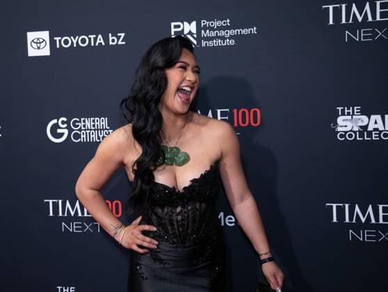 Hana-Rawhiti Maipi-Clarke arrives on the red carpet for the 2025 TIME100 Next at Current at Chelsea Piers Pier 59 on Thursday, October 30, 2025 in New York City.  NYP20251030542 SERENAxXUxNING