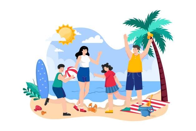 Family beach vacation Illustration concept on white background Family beach vacation Illustration concept on white background, 61216862.jpg RECORD DATE NOT STATED