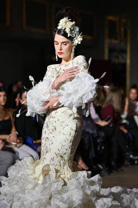 October 31, 2025, Madrid, Spain: A model walks in a Amparo Pardal design at the International Flamenco Fashion Week Madrid, (SIMOF) show, at the Wellington Hotel. Madrid Spain - ZUMAs197 20251031_aaa_s197_038 Copyright: xAtilanoxGarciax