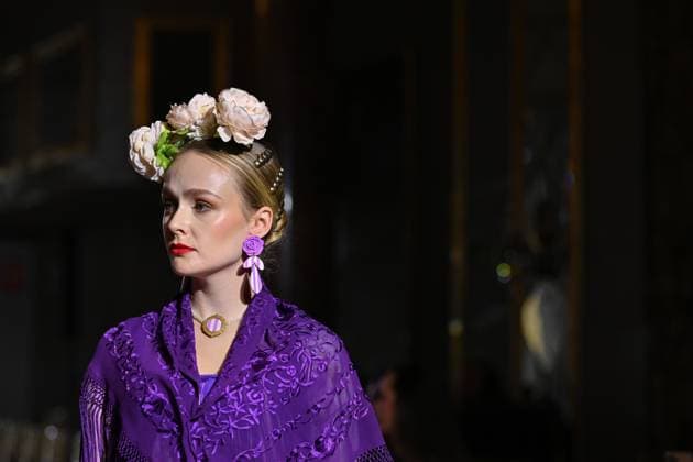 October 31, 2025, Madrid, Spain: A model walks in a Amparo Pardal design at the International Flamenco Fashion Week Madrid, (SIMOF) show, at the Wellington Hotel. Madrid Spain - ZUMAs197 20251031_aaa_s197_065 Copyright: xAtilanoxGarciax