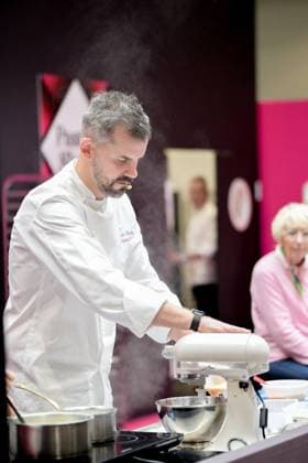 Salon Du Chocolat - Chefs from Le Bristol Maxence Barbot, Pastry Chef of Le Bristol Paris, during the Pastry Show of the 30rd Salon Du Chocolat Et De La Patisserie - Chocolate Fair held at Parc des Expositions Porte de Versailles on October 31, 2025 in Paris, France.Photo by Jana Call me J ABACAPRESS.COM Paris Ile de France France  Copyright: xJanaxCallxmexJ ABACAx