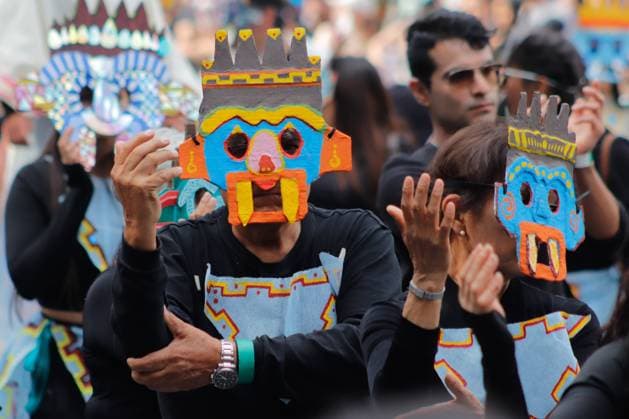 Annual Dia de Muertos Parade Persons taking part during the 2025 Dia de Muertos Parade at Paseo de la Reforma avenue on the Day of the Dead celebration. 1.5 million people attended the annual Dia de Muertos Parade. on November 1, 2025 in Mexico City, Mexico. (Photo by Carlos Santiago Eyepix Group) Copyright: xCarlosxSantiagox xEyepixxGroupx CS_01112025_124843