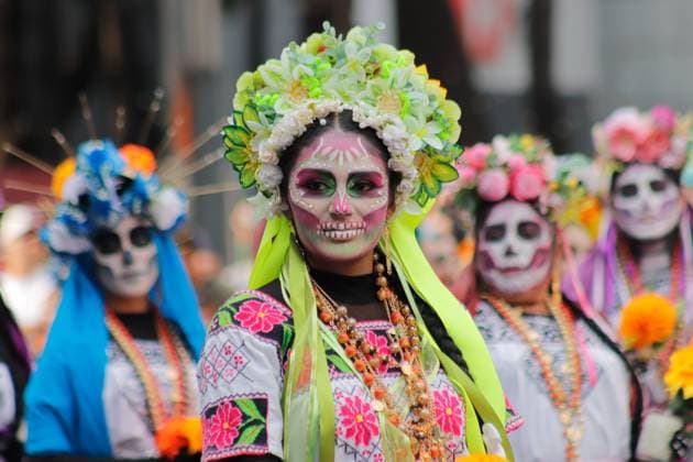 Annual Dia de Muertos Parade A woman taking part during the 2025 Dia de Muertos Parade at Paseo de la Reforma avenue on the Day of the Dead celebration. 1.5 million people attended the annual Dia de Muertos Parade. on November 1, 2025 in Mexico City, Mexico. (Photo by Carlos Santiago Eyepix Group) Copyright: xCarlosxSantiagox xEyepixxGroupx CS_01112025_124865