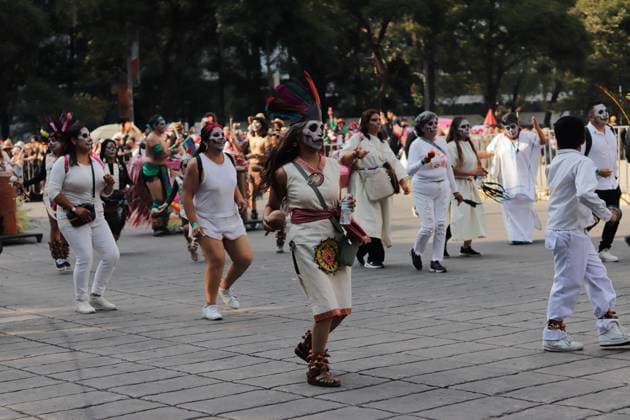 Annual Dia de Muertos Parade Persons taking part during the 2025 Dia de Muertos Parade at Paseo de la Reforma avenue on the Day of the Dead celebration. 1.5 million people attended the annual Dia de Muertos Parade. on November 1, 2025 in Mexico City, Mexico. (Photo by Carlos Santiago Eyepix Group) Copyright: xCarlosxSantiagox xEyepixxGroupx CS_01112025_124832