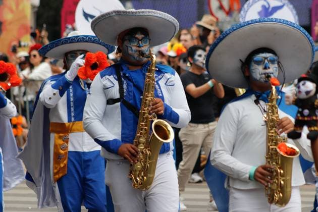 Annual Dia de Muertos Parade Persons taking part during the 2025 Dia de Muertos Parade at Paseo de la Reforma avenue on the Day of the Dead celebration. 1.5 million people attended the annual Dia de Muertos Parade. on November 1, 2025 in Mexico City, Mexico. (Photo by Carlos Santiago Eyepix Group) Copyright: xCarlosxSantiagox xEyepixxGroupx CS_01112025_124878