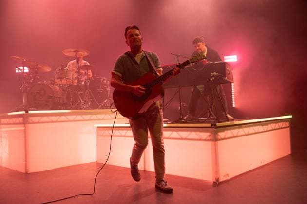 Tide Lines Performs at O2 Shepherd s Bush Empire, London Drummer Fergus Munro, Lead singer Robert Robertson and keyboardist Ross Wilson of Scottish folk pop band Tide Lines performs at O2 Shepherd s Bush Empire, London, England, UK on Saturday 1 November 2025., Credit:Justin Ng Avalon UK, England, London, O2 Shepherd s Bush Empire  Copyright: xJustinxNgx xAvalonx 1049737451