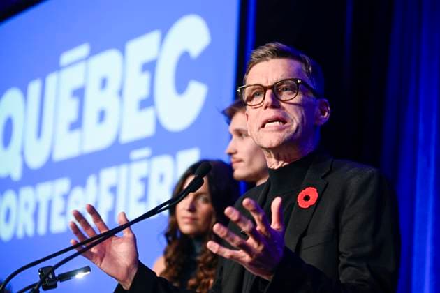 November 2, 2025, Quebec, Pq, Canada: Bruno Marchand reacts to his re-election as mayor of Quebec City during celebrations in Quebec City, Sunday, Nov. 2, 2025. Quebec Canada  - ZUMAc35_ 20251102_zaf_c35_256 Copyright: xJacquesxBoissinotx