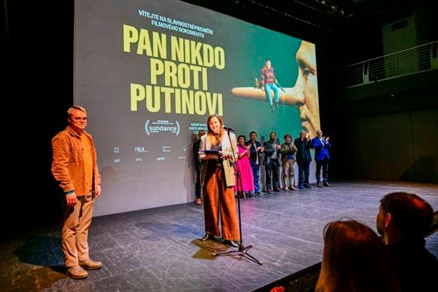 The premiere of the Danish-Czech documentary Mr Nobody Against Putin by director David Borenstein and co-director and lead actor Pavel Pasha Talankin (left) took place in Archa+, Prague, Czech Republic, November 2nd, 2025. (CTKxPhoto VitxSimanek) CTKPhotoP2025110207106  CTKPhotoP2025110207106