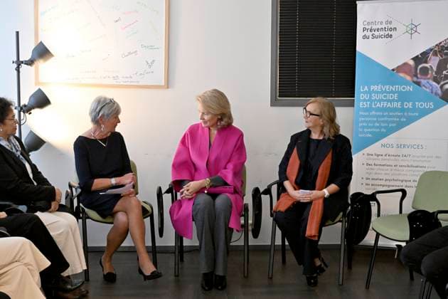 Queen Mathilde Visits Centre De Prevention Du Suicide BRUSSELS, BELGIUM - NOVEMBER 3 :Queen Mathilde visits the Centre de Prévention du Suicide in Brussels, an organisation dedicated to multifaceted suicide prevention through accessible and low-threshold telecare. The organisation offers support to people with suicidal thoughts or behaviour, and to their loved ones. .on November 03, 2025 in Brussels, Belgium, 03 11 2025 Brussels Belgium  Copyright: xBertxVanxDenxBrouckex