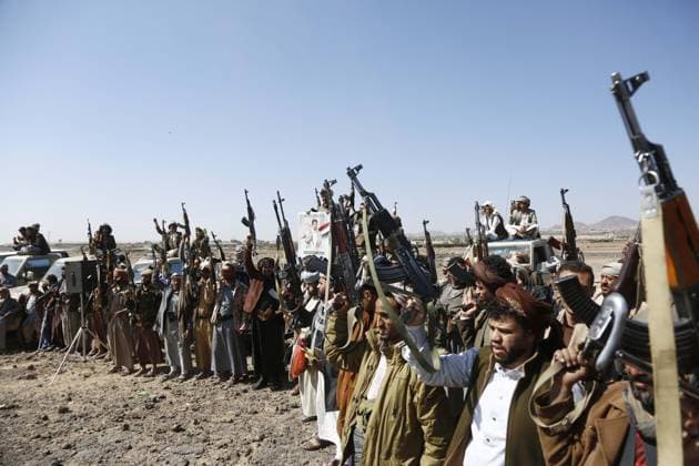 Houthi supporters protest against the US and Israel SANAA, YEMEN - NOVEMBER 03: Pro-Houthi tribesmen gathered in Sanaa, a city controlled by the Iranian-backed Houthis in Yemen, and staged a show of force with heavy and light weapons during the protest against the US and Israel on November 03, 2025 in Sanaa, Yemen. Mohammed Hamoud Anadolu Sanaa Yemen. Editorial use only. Please get in touch for any other usage.  Copyright: x2025xAnadoluxMohammedxHamoudx