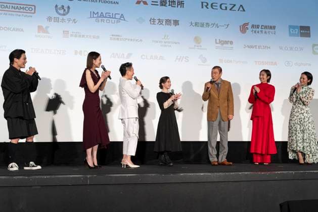 (L-R) Bun Kimura (actor), Sei Matobu (actor), HIKARI (Director), Gorman Mahina Shannon (actor), Akira Emoto (actor), Misato Morita (actor), Shino Shinozaki (actor), November 3, 2025 - Rental Family Asian Premiere at the Tokyo International Film Festival in Tokyo, Japan.  aflo_309172990