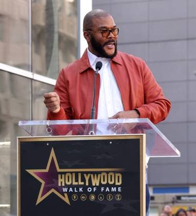 Tyler Perry attends an unveiling ceremony honoring Sherri Shepherd with the 2,827th star on the Hollywood Walk of Fame in Los Angeles on Monday, November 3, 2025.  LAP20251103845 GREGxGRUDT