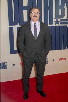 Netflix s Death by Lightning Limited Series Premiere, New York, USA - 03 Nov 2025 Nick Offerman attends Netflix s Death By Lightning New York Premiere at The Plaza Hotel New York United States Copyright: xRonxAdarx xSOPAxImagesx _radar_deathbylightning_20251103_01333