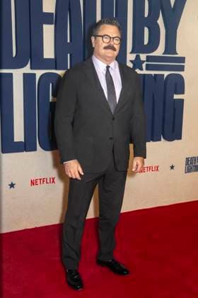 Netflix s Death by Lightning Limited Series Premiere, New York, USA - 03 Nov 2025 Nick Offerman attends Netflix s Death By Lightning New York Premiere at The Plaza Hotel New York United States Copyright: xRonxAdarx xSOPAxImagesx _radar_deathbylightning_20251103_01353