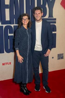 Netflix s Death by Lightning Limited Series Premiere, New York, USA - 03 Nov 2025 (L-R) Candice Millard and Mike Makowsky attend Netflix s Death By Lightning New York Premiere at The Plaza Hotel New York United States Copyright: xRonxAdarx xSOPAxImagesx _radar_deathbylightning_20251103_01433