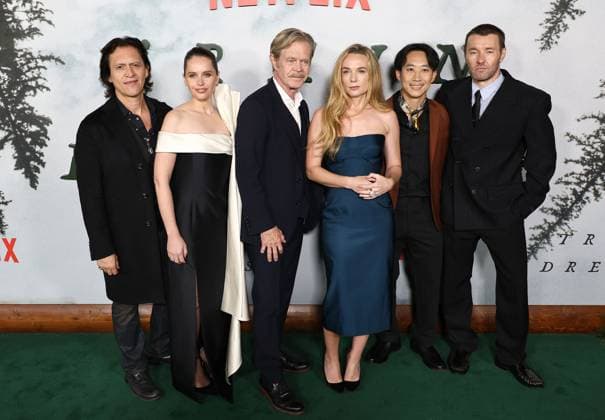 Premiere Of Netflix s Train Dreams Clifton Collins Jr., Felicity Jones, William H. Macy, Kerry Condon, Alfred Hsing and Joel Edgerton arrive at the Premiere Of Netflix s Train Dreams held at The Egyptian Theatre Hollywood in Hollywood, Los Angeles, California, United States. The Egyptian Theatre Hollywood, Hollywood, Los Angeles, California, USA California United States Copyright: xImagexPressxAgencyx originalFilename: collin-premiere251104_npC8y.jpg