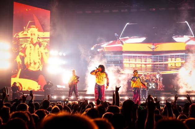 Electric Callboy live in Oslo, Norway Oslo, Norway. 03rd, November 2025. The German band Electric Callboy performs a live concert at Unity Arena in Oslo. Here vocalists Nico Sallach (R) and Kevin Ratajczak (L) are seen live on stage. Norway, Oslo, Unity Arena  Copyright: xGonzalesxPhoto TerjexDokkenx