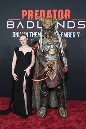 November 3, 2025, Los Angeles, California, USA: Elle Fanning at the World Premiere of 20th Century Studios Predator: Badlands at the TCL Chinese Theatre IMAX Los Angeles USA - ZUMAg107 20251103_zep_g107_041 Copyright: xNinaxPrommerx