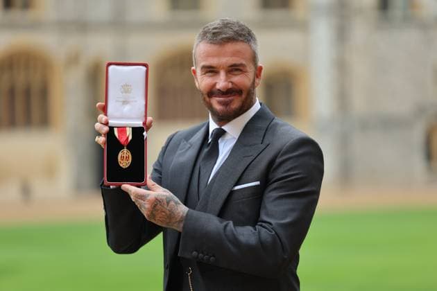 . 04 11 2025. Windsor, United Kingdom. Sir David Beckham with his knighthood after an Investiture at Windsor Castle, United Kingdom  xPoolx xi-Imagesx IIM-26349-0011