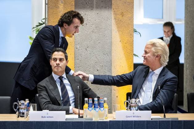 THE HAGUE Parliamentary group leaders Jesse Klaver of GroenLinks-PvdA, Rob Jetten of D66, and Geert Wilders of the PVV met with all the parliamentary group leaders. During the meeting, the results of the parliamentary elections were discussed and an exploratory committee was appointed to form a new cabinet. ANP REMKO DE WAAL netherlands out - belgium out  Copyright: xx x541210418x originalFilename: 541210418.jpg