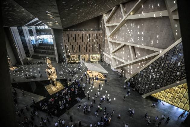 Grand Egyptian Museum showcases artifacts from pharaonic era GIZA, EGYPT - NOVEMBER 4: A view shows the colossal statue of Ramses II at the entrance hall of the Grand Egyptian Museum, located just two kilometers from the Giza Pyramids in Cairo, which houses thousands of ancient artifacts illuminating Egypt’s history over millennia; built at a cost of nearly one billion dollars and largely financed by Japanese loans, the 490,000-square-meter museum is considered one of the largest archaeological complexes in the world, often referred to as the Fourth Pyramid, in Giza, Egypt, on November 4, 2025. Mohamed Elshahed Anadolu Giza Egypt. Editorial use only. Please get in touch for any other usage.  Copyright: x2025xAnadoluxMohamedxElshahedx