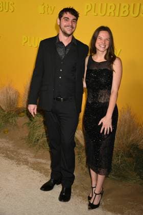 LOS ANGELES, CALIFORNIA - NOVEMBER 04:RJ Mitte and Kennedy Suarez at the Apple TV world premiere of Pluribus at DGA Theater Complex on November 04, 2025 in Los Angeles, California Copyright: xJeffreyxMayerx xMediaPunchx