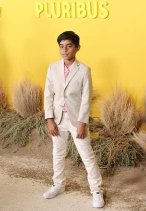 Rayaan Kamal Khan attends the world premiere of the Apple TV series Pluribus at the DGA Theater on Tuesday, November 4, 2025. Pluribus will make its global debut on Apple TV with its first two episodes on Friday, November 7, 2025, followed by new episodes every Friday through December 26. Storyline: The most miserable person on Earth must save the world from happiness.  LAP20251104860 GREGxGRUDT