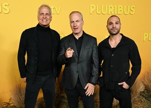 November 4, 2025, Hollywood, California, USA: PATRICK FABIAN, BOB ODENKIRK and MICHAEL MANDO attend the Red Carpet World Premiere Of Apple TV+ s Pluribus Hollywood USA - ZUMAb173 20251104_aap_b173_023 Copyright: xBillyxBennightx
