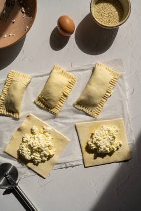 Process of making puff pastries with cottage cheese Corby, England, United Kingdom R_ATMT250405A-1698708-01