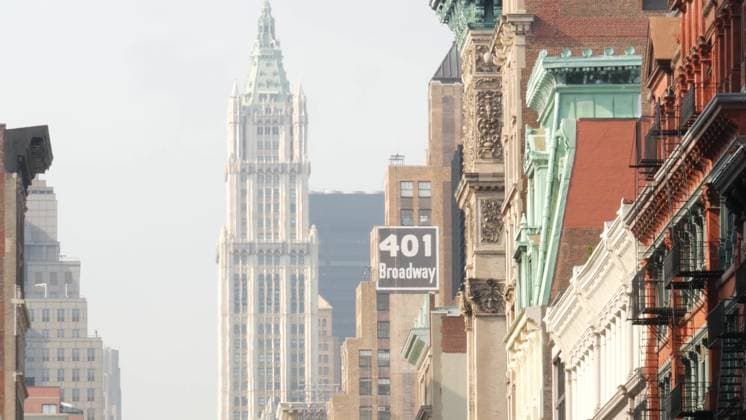 New York City Manhattan Soho fashion district near Broadway street. USA urban building architecture. New York City Manhattan Soho fashion district, Broadway street. USA urban old classic american architecture. Shopping in NYC, United States. Business and residential real estate. Woolworth building., 61348736.jpg RECORD DATE NOT STATED