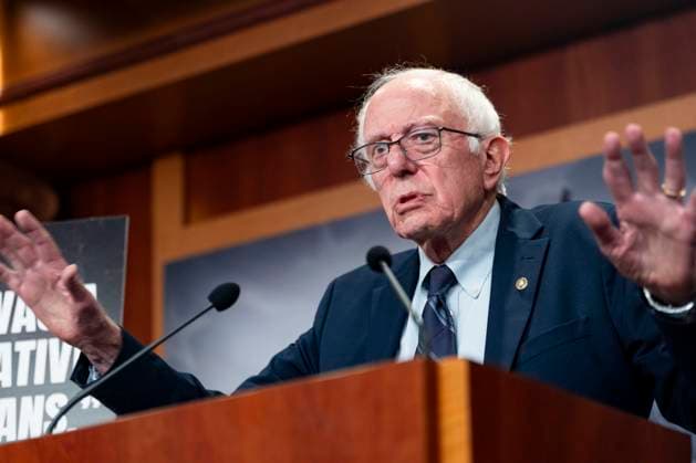 Sen. Bernie Sanders, I-VT, speaks to the press at the U.S. Capitol in Washington, DC on Wednesday, November 5, 2025. Sanders discussed Election Day results, including New York City mayor-elect Zohran Mamdani.  WAP20251105458 BONNIExCASH