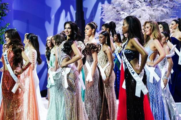 Miss Universe 2025 In Bangkok. Miss Universe 2025 contestants pose on stage during the official Miss Universe 2025 welcome event in Bangkok, Thailand, on November 5, 2025. Women representing 120 nations compete in the 74th edition of the Miss Universe pageant, which takes place in Thailand. Bangkok Thailand  Copyright: xAnusakxLaowilasx originalFilename: laowilas-notitle251105_nphmd.jpg