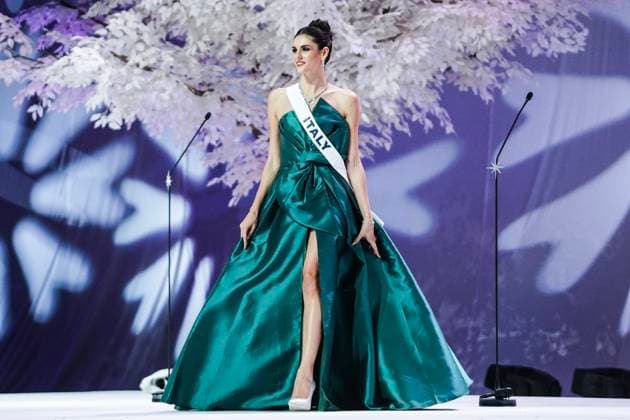 Miss Universe 2025 In Bangkok. Miss Italy Lucilla Nori presents on stage during the official Miss Universe 2025 welcome event in Bangkok, Thailand, on November 5, 2025. Women representing 120 nations compete in the 74th edition of the Miss Universe pageant, which is held in Thailand. Bangkok Thailand  Copyright: xAnusakxLaowilasx originalFilename: laowilas-notitle251105_npzVE.jpg