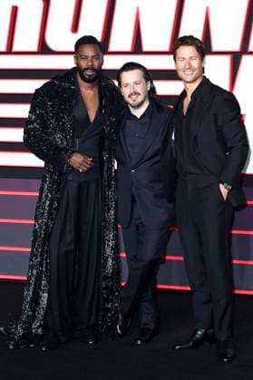Colman Domingo, Edgar Wright und Glen Powell bei der Premiere des Kinofilms The Running Man im Odeon Luxe Leicester Square. London, 05.11.2025