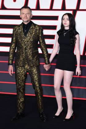 Simon Pegg mit Tochter Mathilda Pegg bei der Premiere des Kinofilms The Running Man im Odeon Luxe Leicester Square. London, 05.11.2025