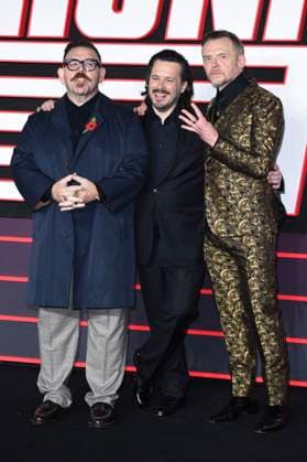 Nick Frost, Edgar Wright und Simon Pegg bei der Premiere des Kinofilms The Running Man im Odeon Luxe Leicester Square. London, 05.11.2025