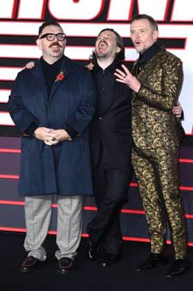 Nick Frost, Edgar Wright und Simon Pegg bei der Premiere des Kinofilms The Running Man im Odeon Luxe Leicester Square. London, 05.11.2025