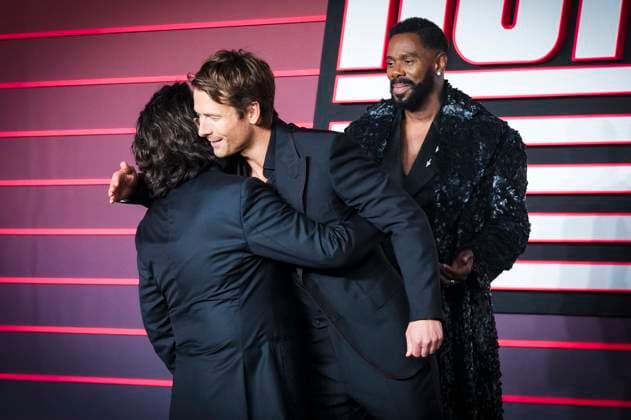 Edgar Wright, Glen Powell und Colman Domingo bei der Premiere des Kinofilms The Running Man im Odeon Luxe Leicester Square. London, 05.11.2025
