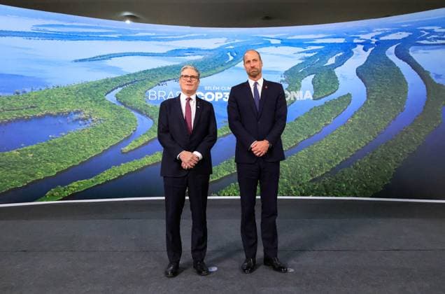 The Prince of Wales Attends COP30 06 11 2025. BelÃ m, Brazil. The Prince of Wales and British Prime Minister Sir Keir Starmer during the World Leaders Summit at COP30., Credit:Pete Maclaine Avalon Brazil, BelÃ m  Copyright: xPetexMaclainex xAvalonx 1050762251