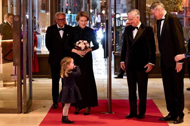 Philip Heylen, International Relations & Corporate Affairs Officer Ackermans & van Haaren, Queen Mathilde of Belgium, King Philippe - Filip of Belgium and Jan Suykens, Steunraad Antwerpen pictured during a gala evening organized by the Antwerp Support Committee for the King Baudouin Foundation, which is celebrating its 25th anniversary, in Antwerp, Thursday 06 November 2025.  DIRKxWAEM 139659648