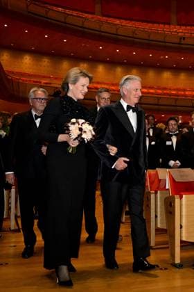 Queen Mathilde of Belgium and King Philippe - Filip of Belgium pictured during a gala evening organized by the Antwerp Support Committee for the King Baudouin Foundation, which is celebrating its 25th anniversary, in Antwerp, Thursday 06 November 2025.  DIRKxWAEM 139665778
