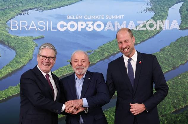 The Prince of Wales Attends COP30 06 11 2025. BelÃ m, Brazil. The Prince of Wales and British Prime Minister Sir Keir Starmer meet the President of Brazil, Luiz Inacio Lula during the World Leaders Summit at COP30., Credit:Pete Maclaine Avalon Brazil, BelÃ m  Copyright: xPetexMaclainex xAvalonx 1050803032