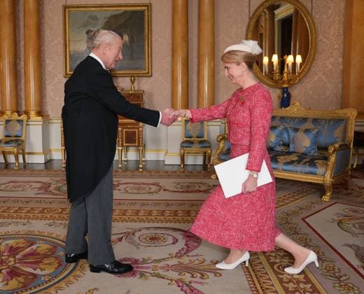 Audience at Buckingham Palace Kristina Miskowiak Beckvard, Ambassador of Denmark, presents her credentials to King Charles III during a private audience at Buckingham Palace, London. Picture date: Thursday November 6, 2025., Credit:Yui Mok Avalon UK, London  Copyright: xYuixMokx xAvalonx 1050801529